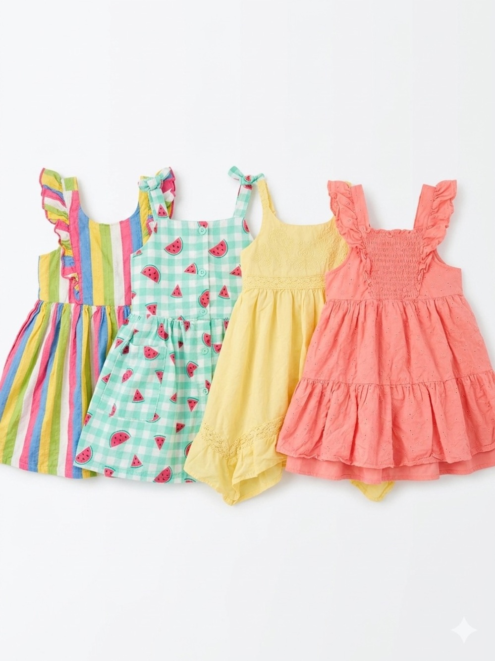 TAHARI Kids' Coral, Yellow, Mint & Rainbow Stripe Summer Dresses